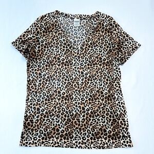 Victoria’s Secret Pink Women’s Leopard Print T Shirt Size Large Short Sleeve